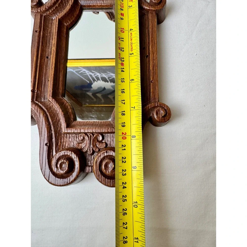 Vintage Faux Wood Wall Mirrors Set Brown Scrollwork Farmhouse Cotagecore Gallery